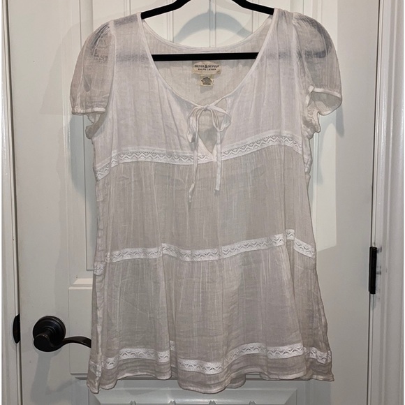 Denim & Supply Ralph Lauren L Peasant Bohemian Southwest Cap Sleeve Pullover Top - Picture 16 of 16